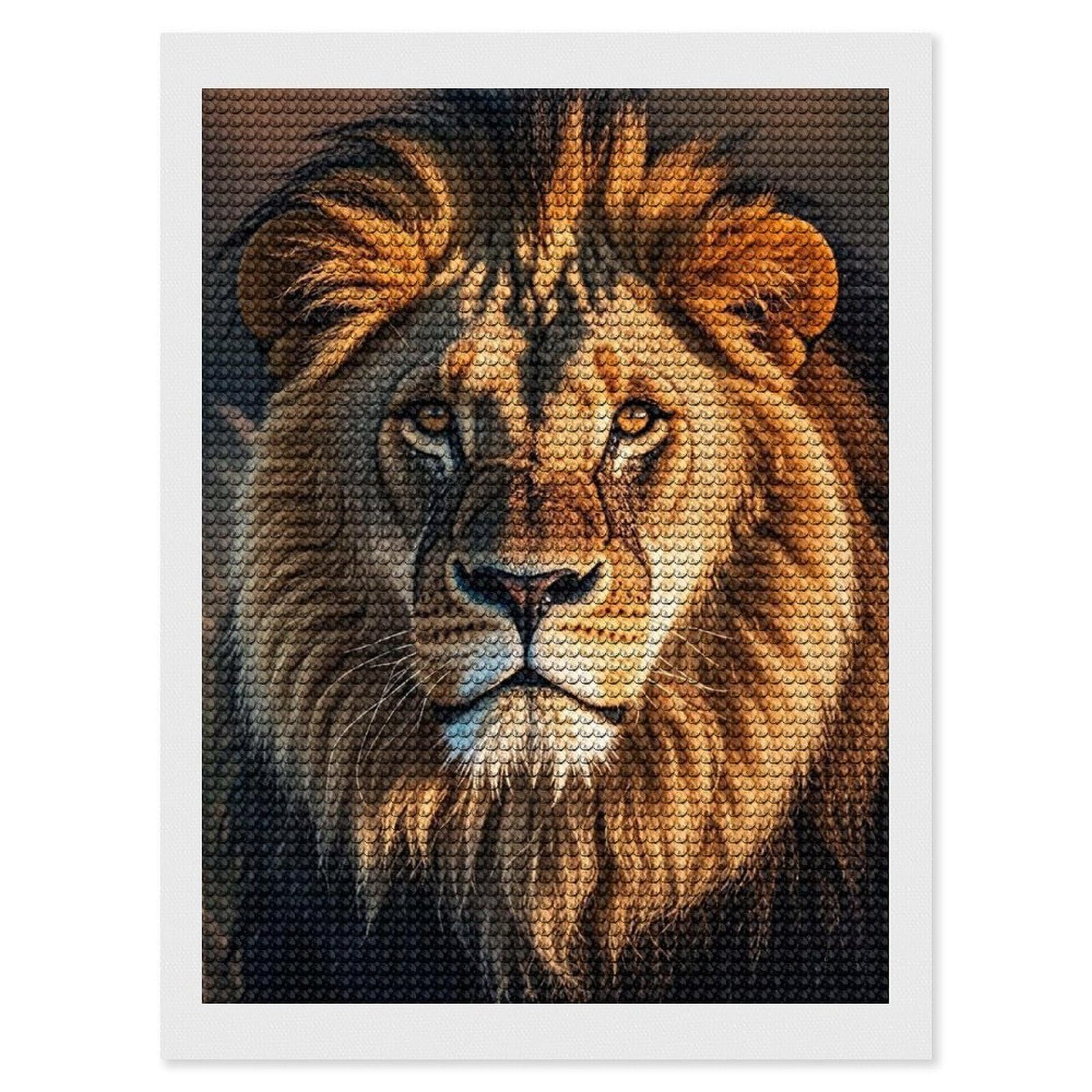 FodPand A Lion Diamond Painting Kits for Adults Beginners 12x16 Full Drill Diamond Art with DIY Tools Round 5d Diamonds Dots Crafts Gem Art Paint by Diamonds for Home Wall Decor Relaxing Gift