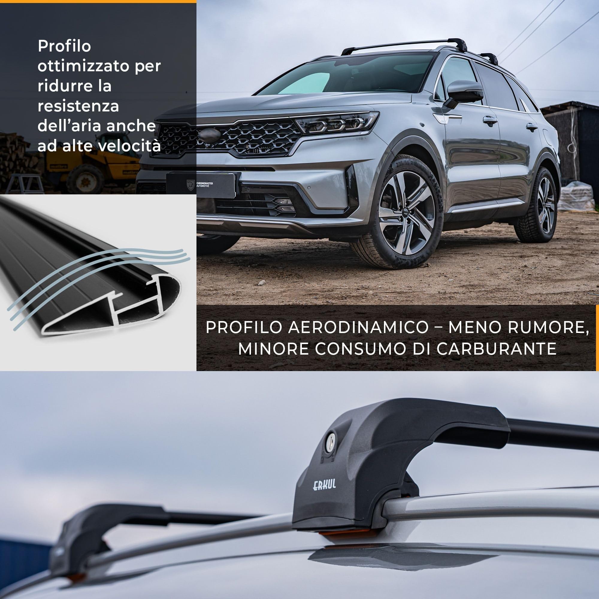 CHROMEMASTER Barre Portatutto Tetto Compatibili con Volvo XC40 2018+; Portapacchi da Tetto per Box, Portabici, Scala | Ideale per Viaggi, Vacanze, Uso Quotidiano