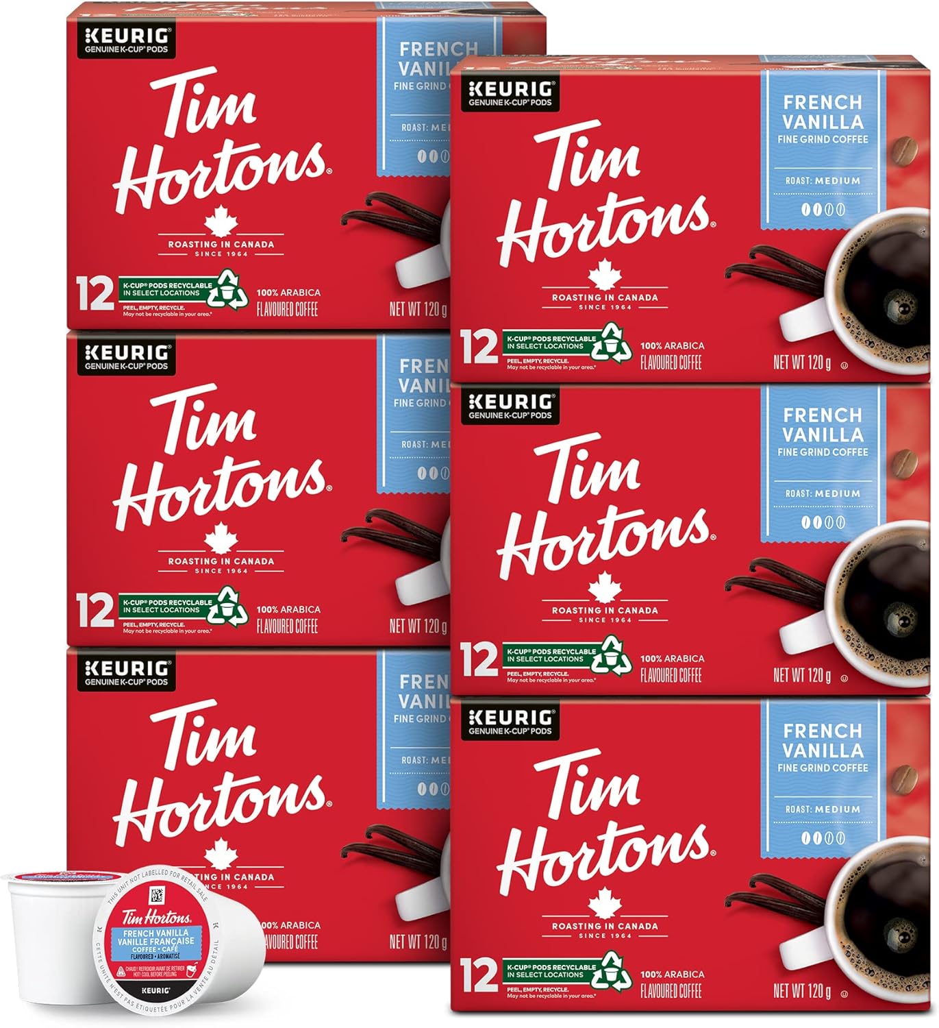 Tim Hortons French Vanilla Flavoured Coffee, RSingle Serve Keurig KCup