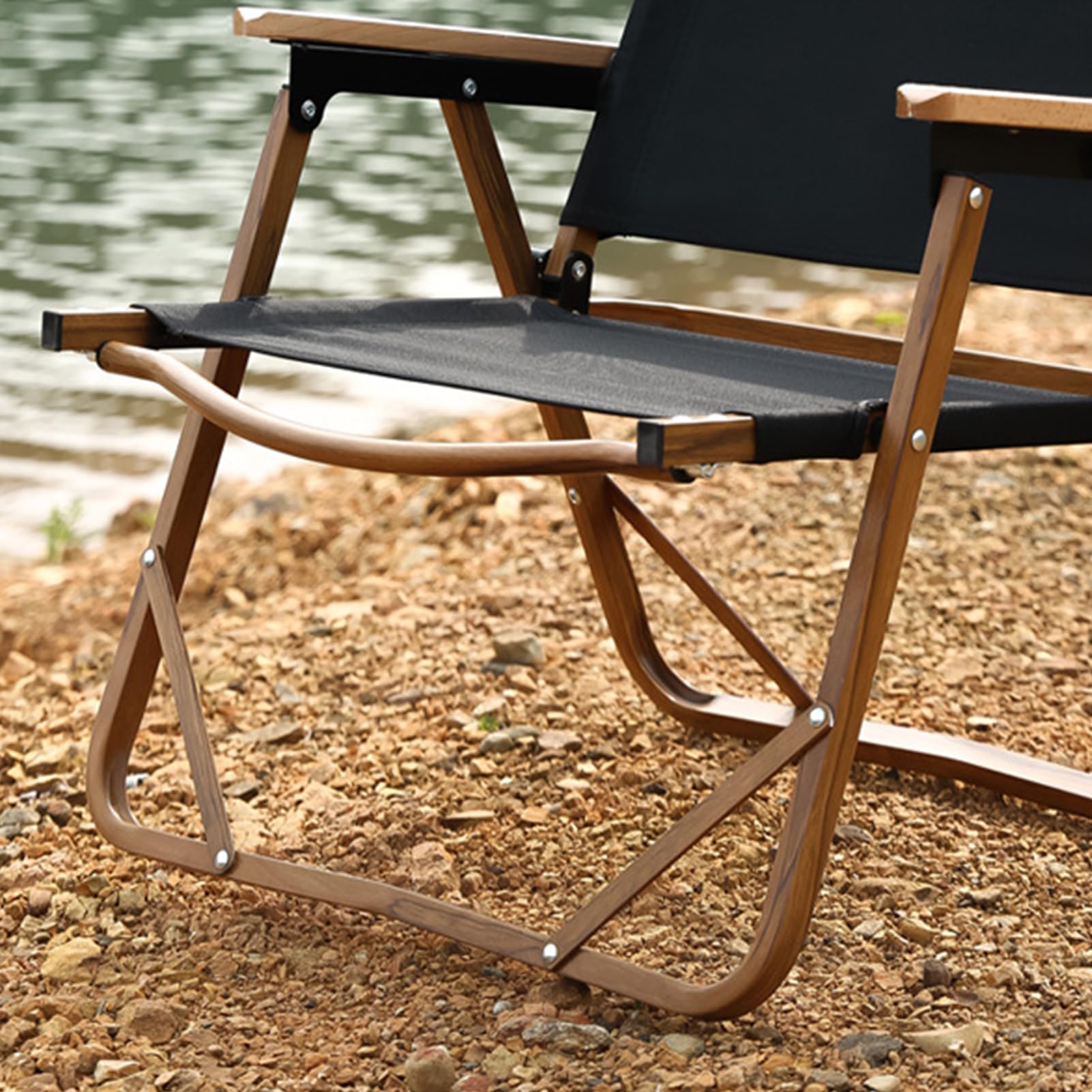 SUNGOOYUE Silla de Camping Plegable, Marco Ligero de Aluminio (Black ‑