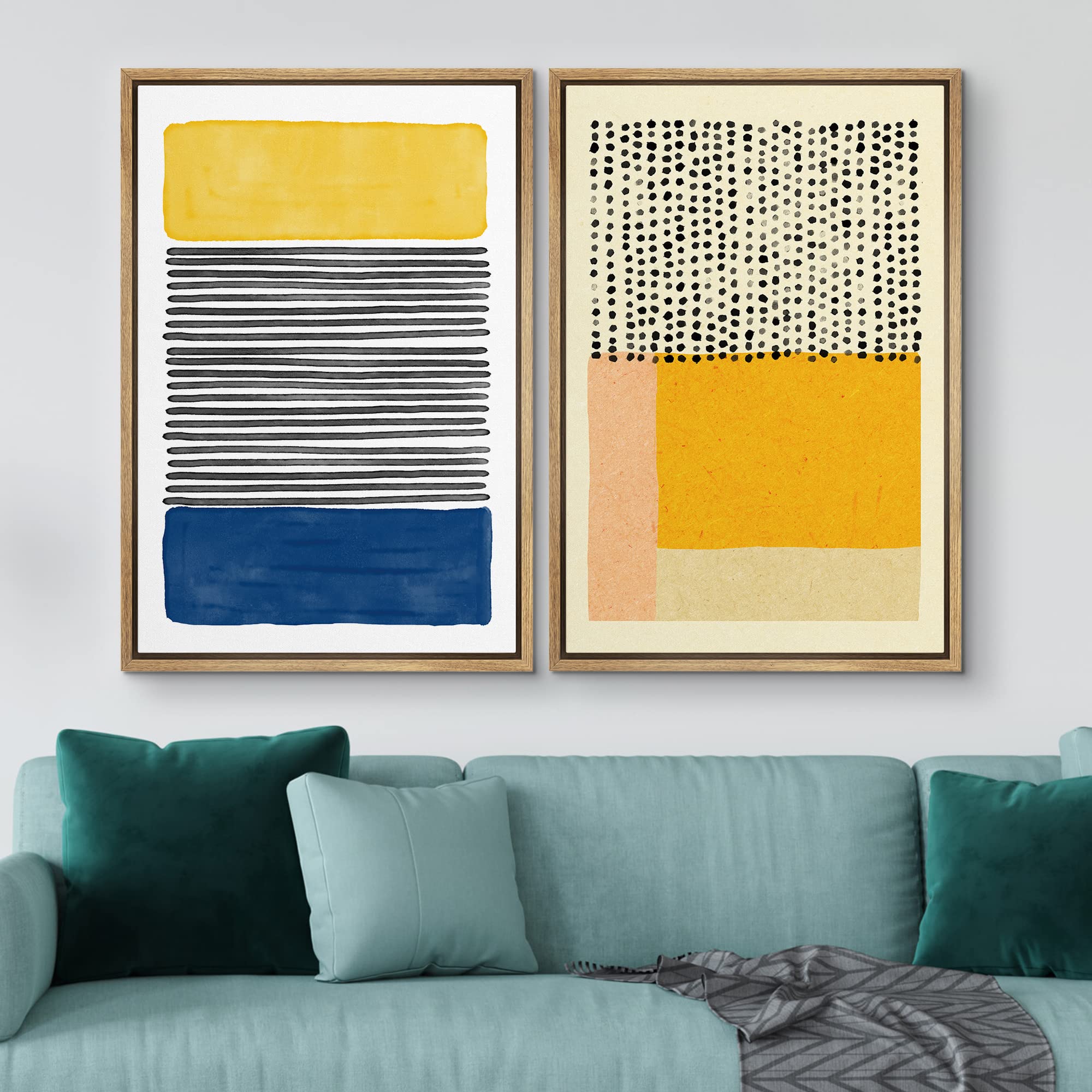 Amazon.com: IDEA4WALL Framed Canvas Print Wall Art Yellow, Blue
