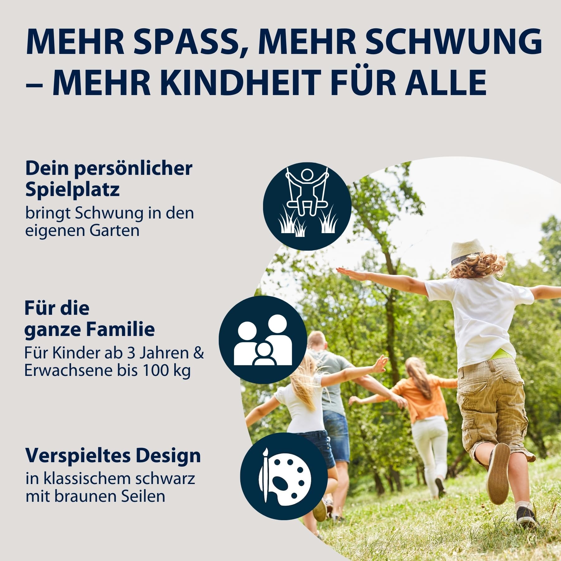 HUDORA Brettschaukel in Schwarz - Outdoor Kinder-Schaukelsitz aus Gummi - TÜV Rheinland/GS geprüfte Kinderschaukel mit höhenverstellbaren Seilen - Schaukelbrett für Kinder & Erwachsene bis 100 kg