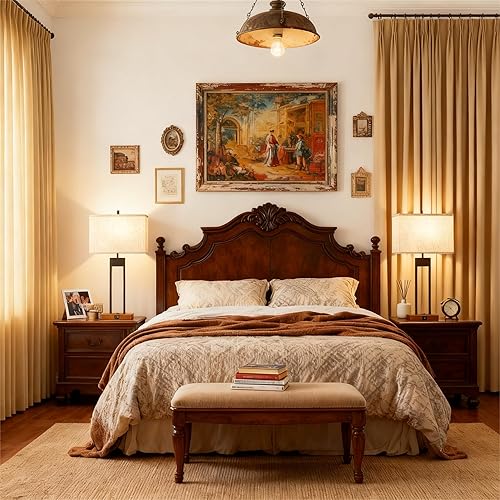 Miniatura 5 de GyroVu Juego de 2 lámparas de mesa modernas de 25.5 pulgadas con puertos USB C+A, color cambiable, lámparas de noche marrón para mesita de noche,