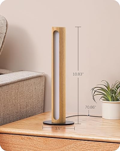 Miniatura 7 de EDISHINE Lámpara de mesa LED, pequeña lámpara de noche de madera con función de memoria y regulación continua, temperatura de 3 colores, instalación