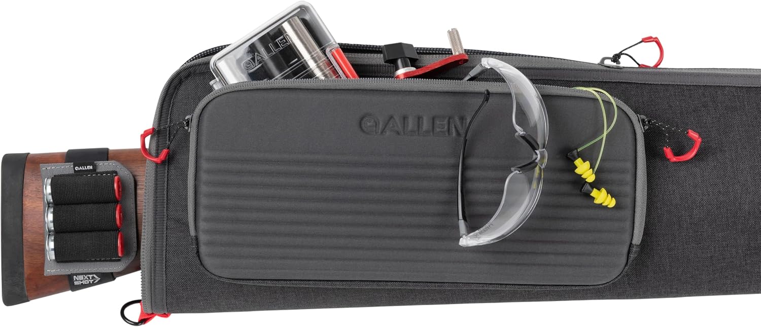Allen Company Competitor Series Shotgun Case - Padded Soft Gun Case with Molded Accessory Pocket, Lockable Zipper, Shoulder Strap & Divider for Range & Field Use - Gray