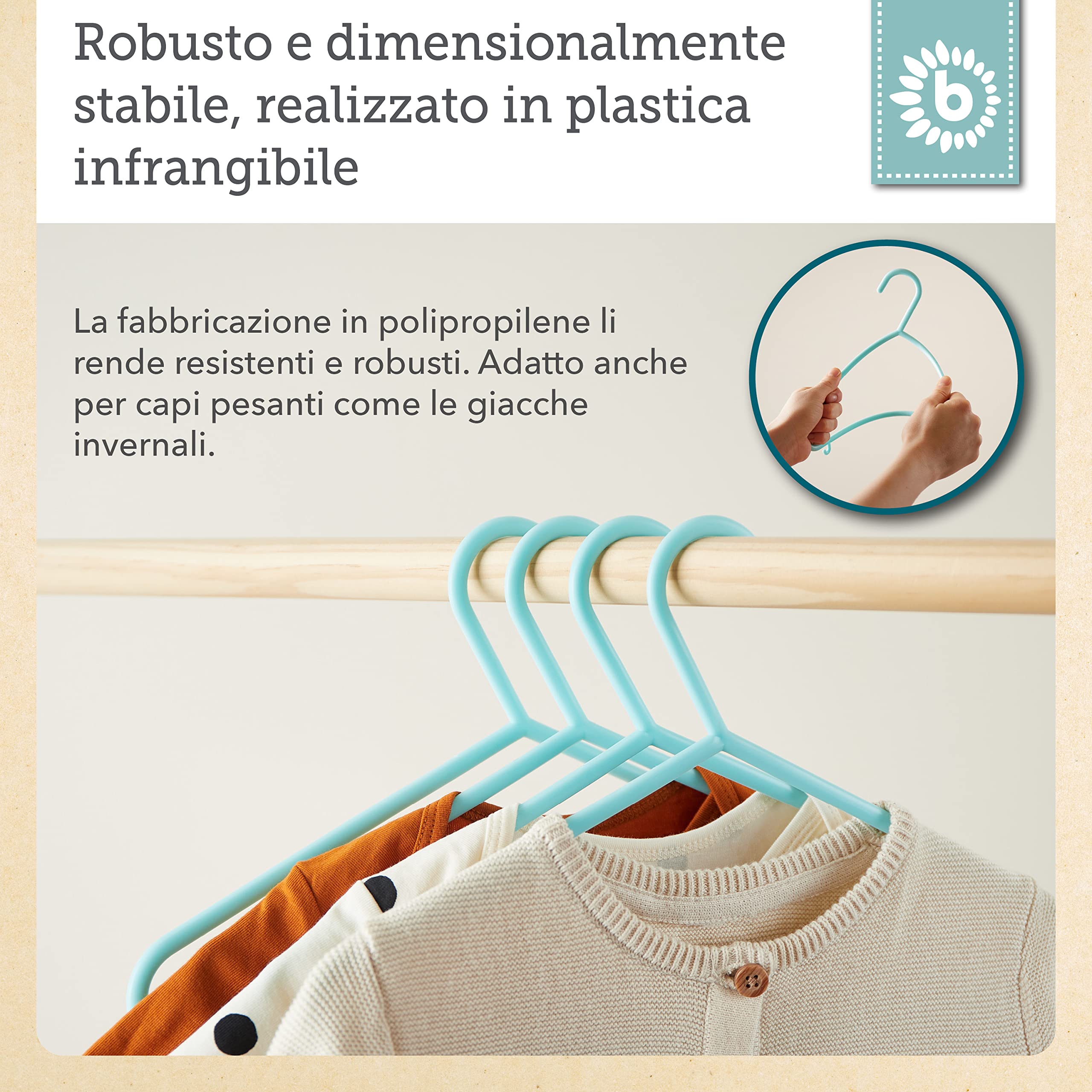 Bebé Bambino Hanger appendiabiti grucce di plastica per bambini 29,5 cm 16 pezzi turchese