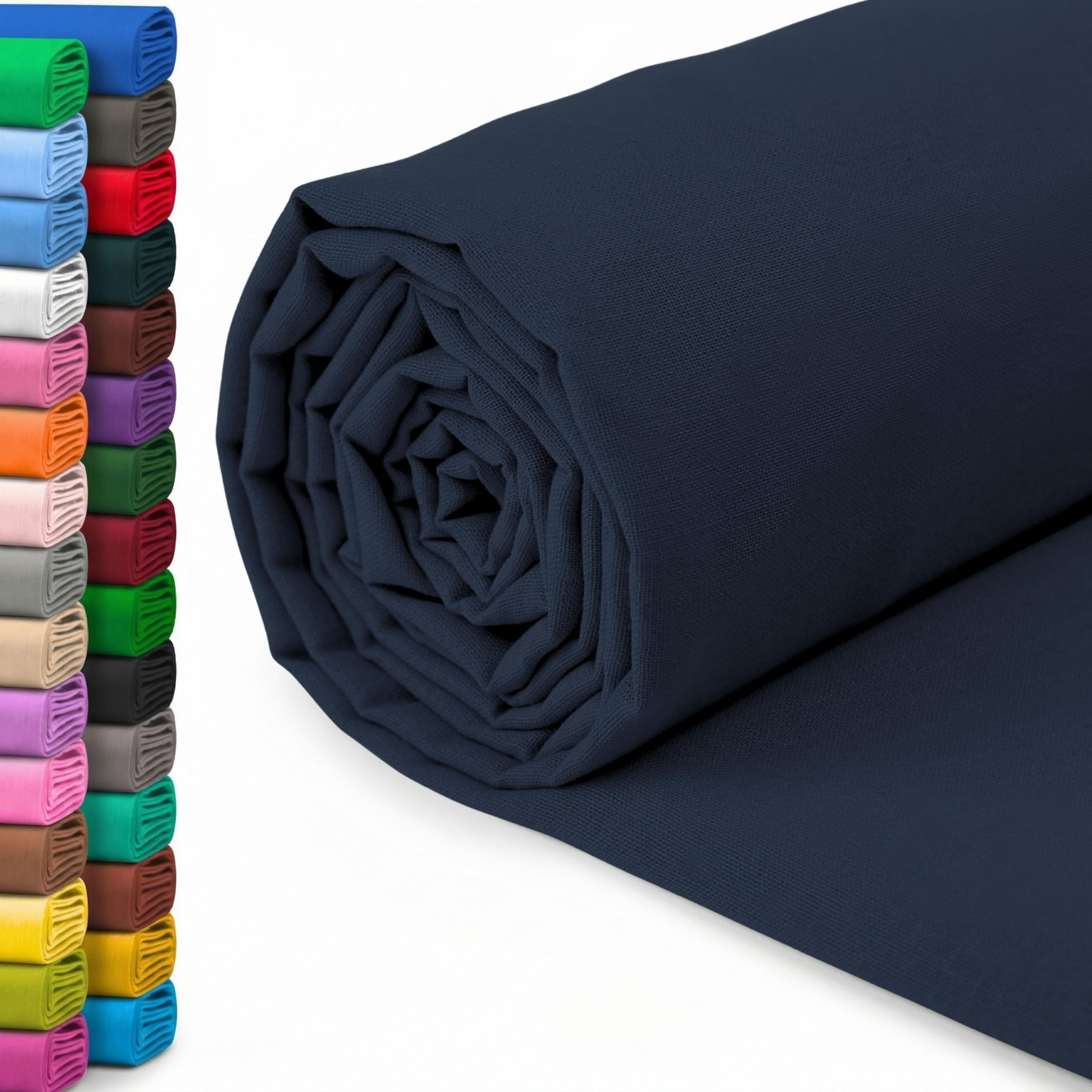 A-Express 100% Cotton Fabric - 60 Inch 150cm Wide - Plain Cotton Fabric by The Metre - Ideal for Quilting, Sewing, Dressmaking, Curtain Linings, Totes, Bedding, Pillowcases - Navy Blue 0.5 Metre