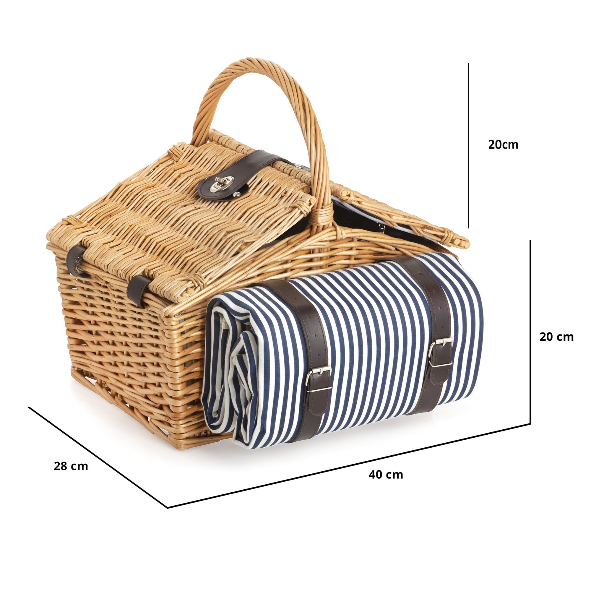 Dutch Mountains Panier Pique-Nique pour 4 Personnes Deluxe - Sac Pique Nique 24 pièces avec Couverture