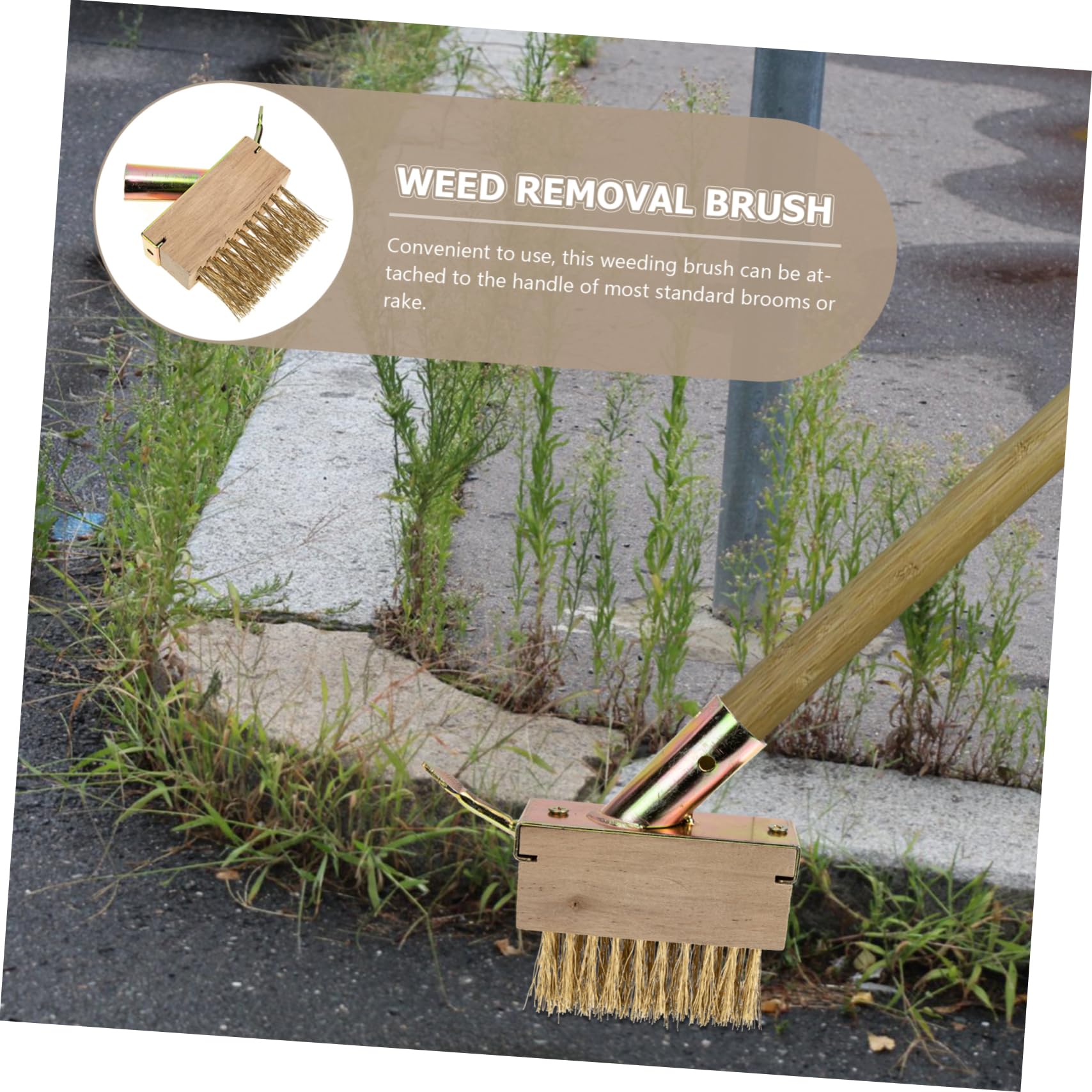 UPKOCH 5 Piezas cepillo de deshierbe cerda césped Eliminación exterior cable bloquear removedor de alambre de acero de jardinería cepillo para quitar musgo de madera Khaki