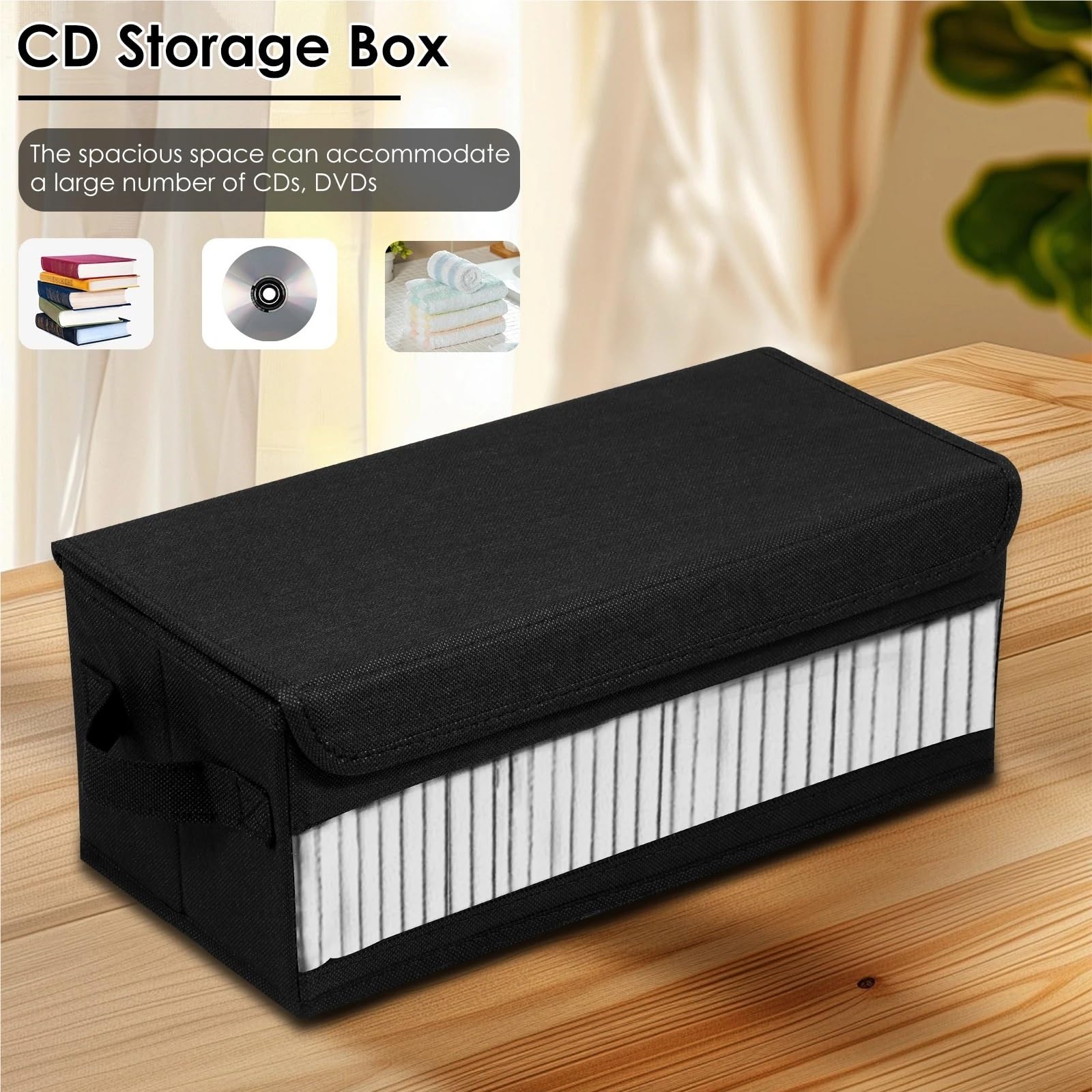 Custodie CD Borsa portaoggetti in Tessuto Non Tessuto con Custodia Portatile for CD di Grande capacità con Coperchio for Auto da Ufficio