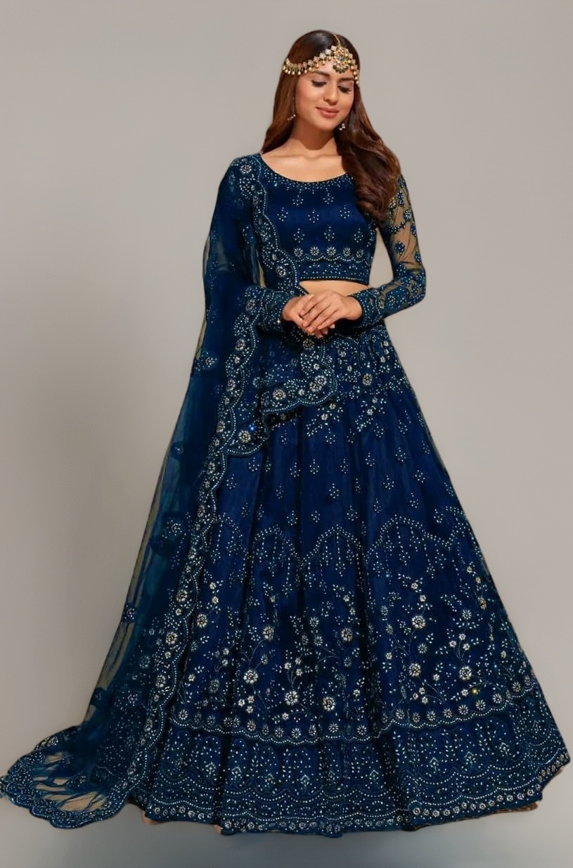 PREHANA FASHION Women's Soft Net/Satin Embroidery Semi Stitched Lehenga Choli