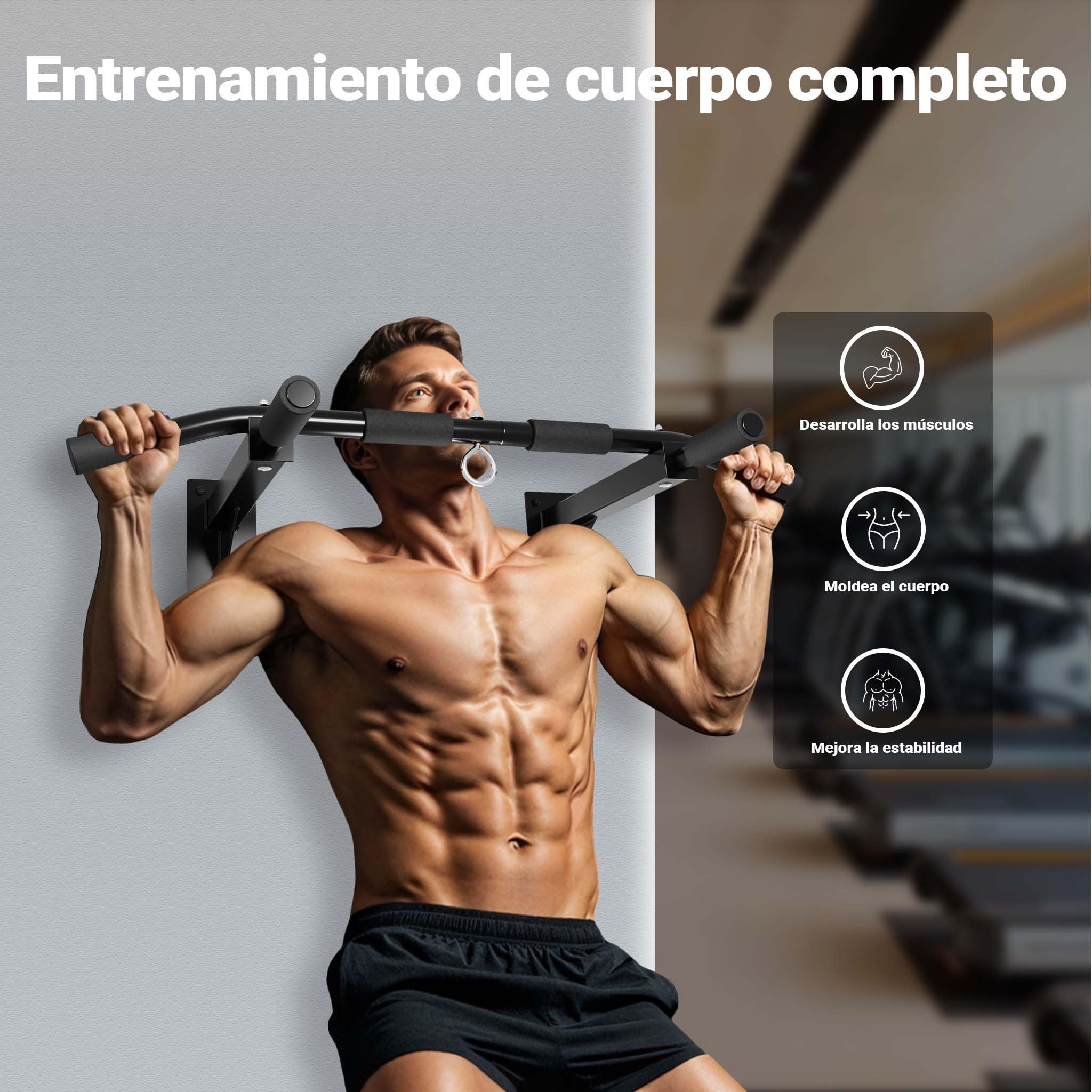 Barra de dominadas para montaje en pared hasta 200 kg, de acero con asas acolchadas, accesorio de fitness lanza de flexiones para entrenamiento en casa para diversos ejercicios deportivos