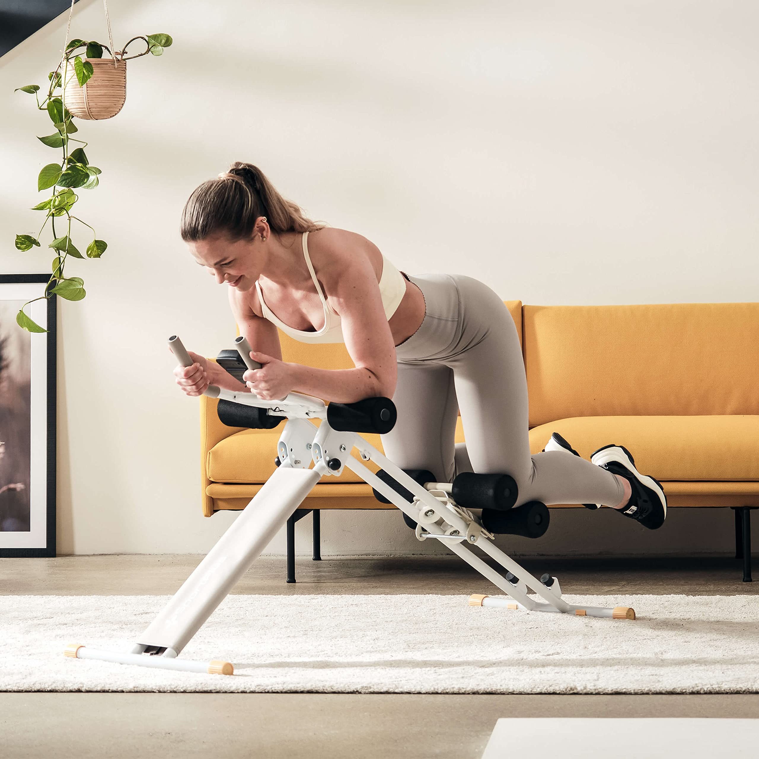 SportPlus | panca per addominali da casa, pieghevole e salvaspazio, supporti imbottiti, allena addominali e schiena, fino a 100 kg