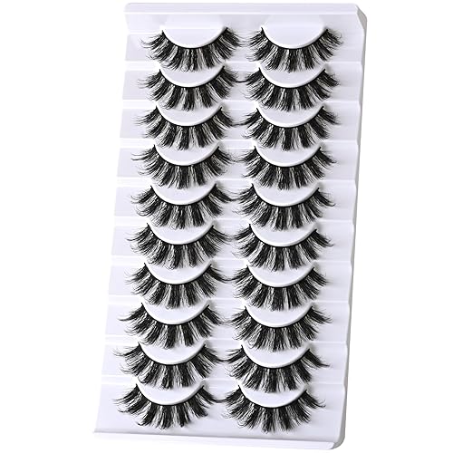 Miniatura 8 de FARRED - Pestañas postizas esponjosas de aspecto natural, pestañas cortas y finas, tiras de pestañas de 16mm, 10 pares, paquete de pestañas con