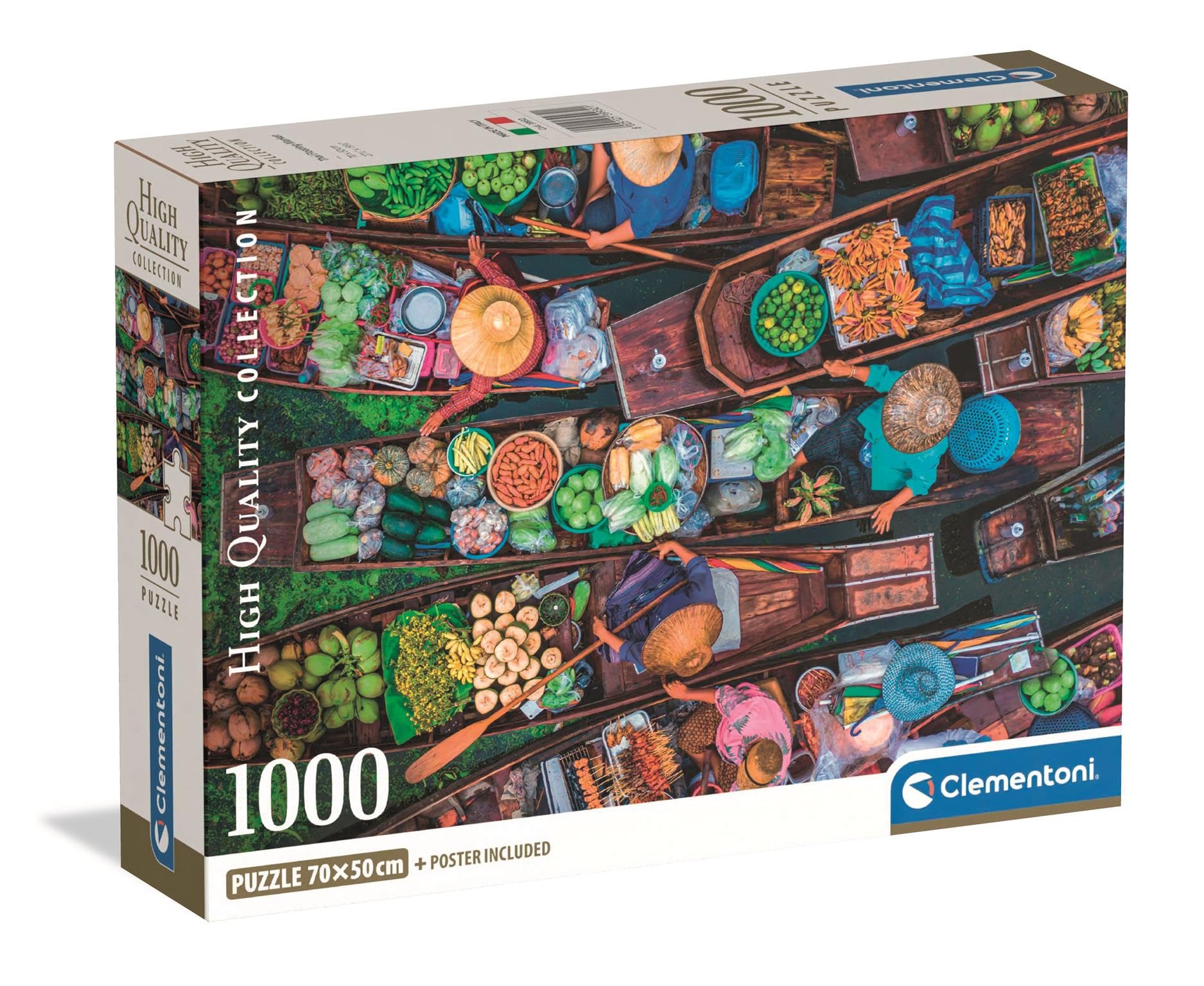 Clementoni Jigsaw Puzzle 1000 pieces Collection Thai Floating Market, Puzzle for Adults 14-99 Years, Compact box, Made in Italy, 39932