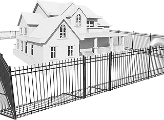 Fencer Wire 100FT Heavy Duty Pinnacle Fence Barrier Kit, Anti-Rust Metal Steel Fence with 4FT Height X 8FT Width Panels, Gate, Posts, Connectors, Outdoor Fencing for Yard, Pool, Patio