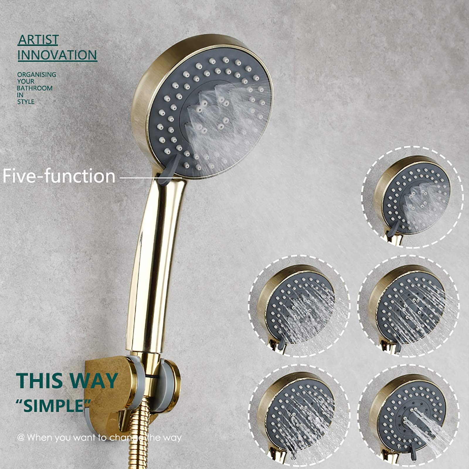 Pommeau De Douche Haute Pression 3 Modes - 13,2 Cm Carré, Buses En Silicone Autonettoyantes - Économie D'eau, Facile à Installer