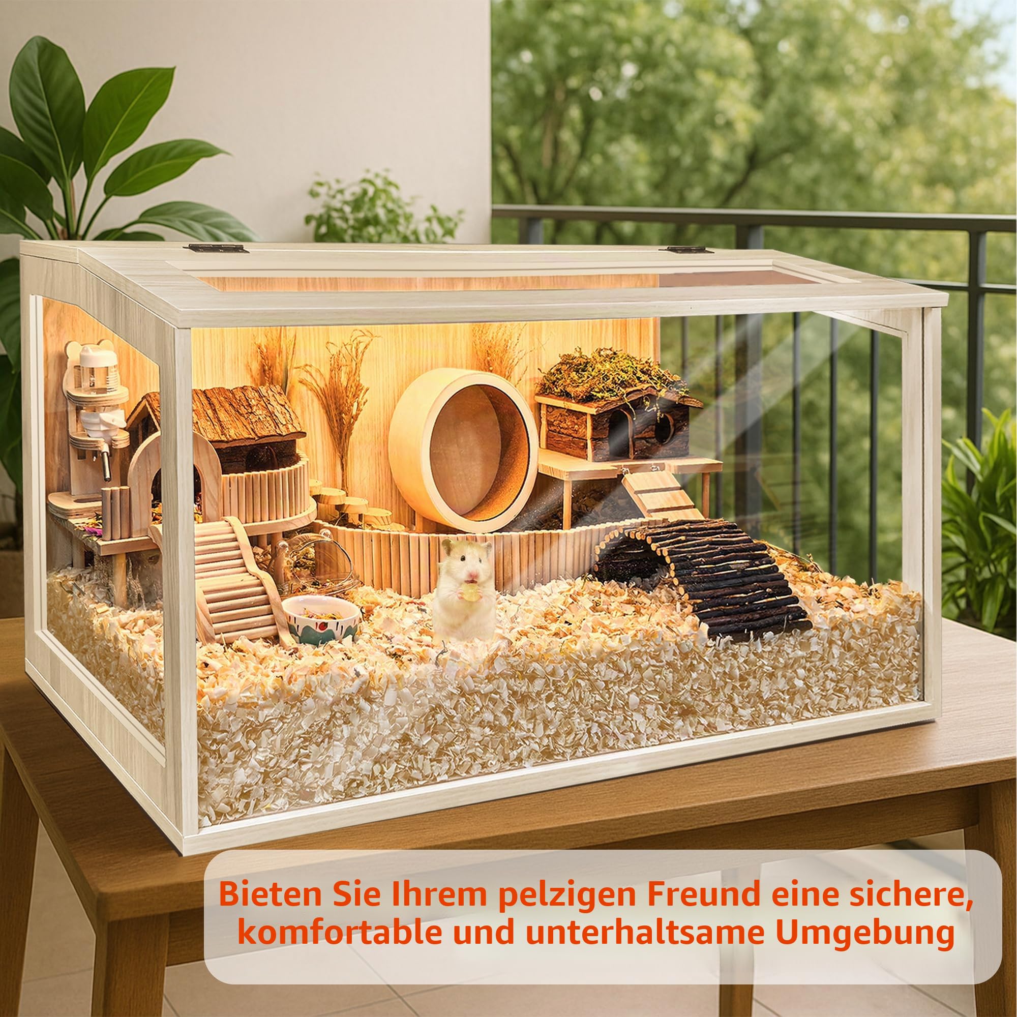 Prolee Hamsterkäfig aus Holz, extra groß, für Mäuse und Ratten, aufklappbar, mit Acrylplatten, 61 cm