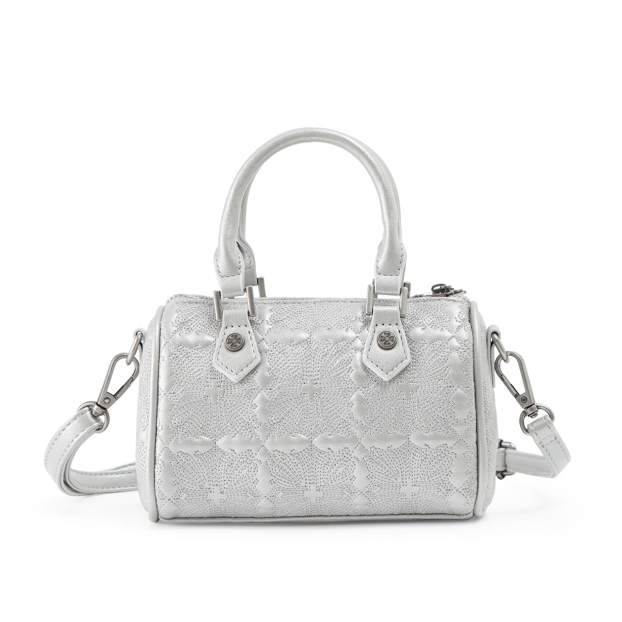 Von Dutch Womens Hanna Hand Bag – Stylish Handbag with Adjustable Strap, Spacious Interior, and Iconic Logo Design (Silver)