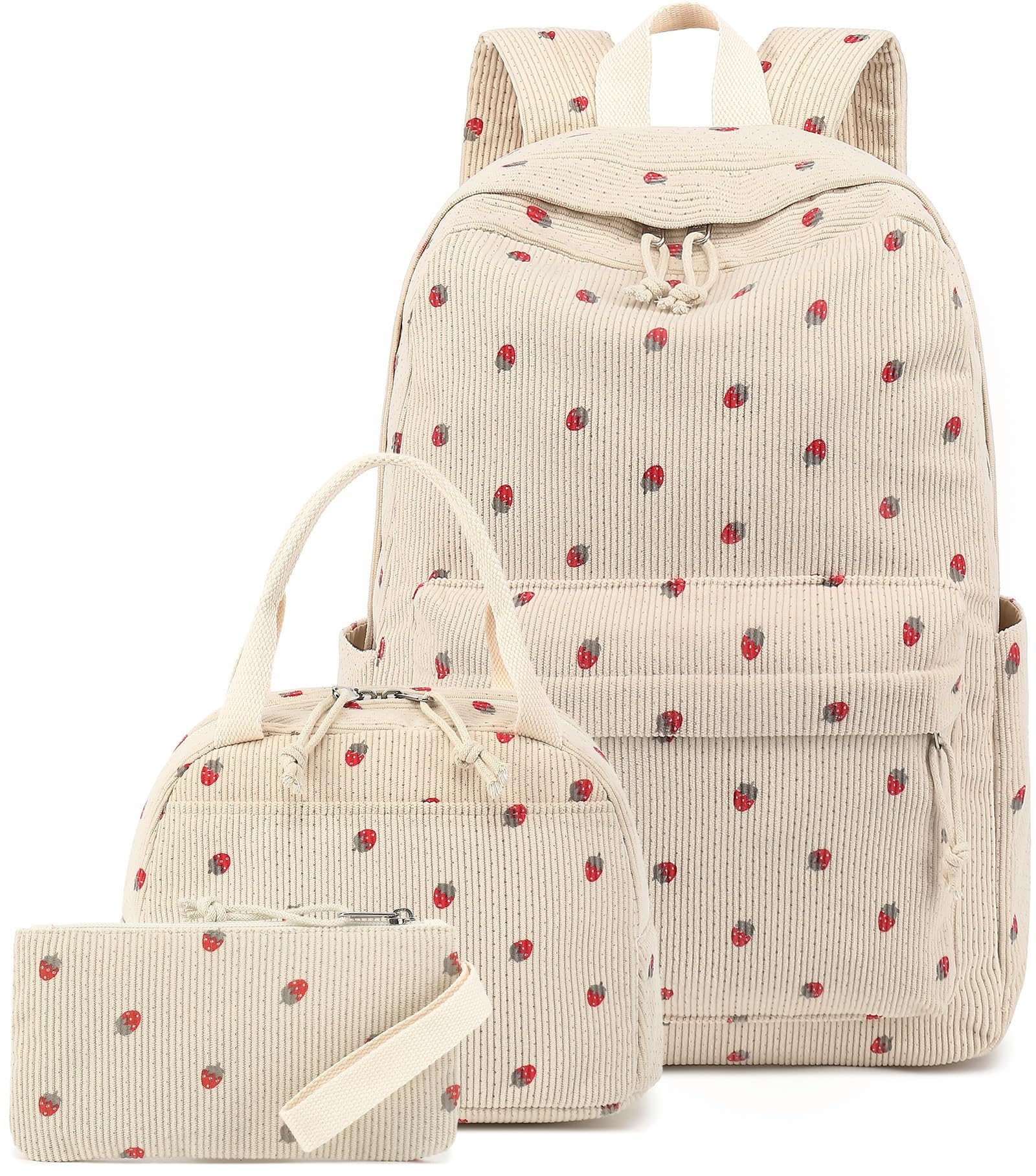 Schulrucksack Mädchen Teenager Damen Schultasche Rucksack Set Schulranzen für Mädchen Schule 3-teilig Lässig Rucksack mit Lunchpaket Tasche und Mäppchen