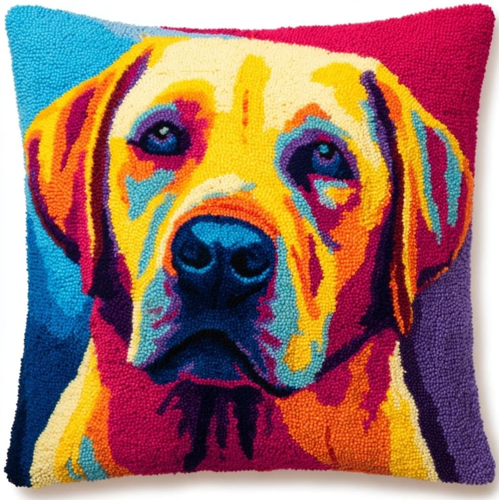 AxiangziK Latch Hook Pillow Kit 17x17in,Labrador Retrievers Complete DIY Cushion Cover for Adults Beginners,Home Sofa Decor & Family Craft Night Gift