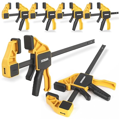 EQUIPTZ 6 Pack Bar Clamps for Woodworking – 2 Pcs 12' & 4 Pcs 6' Quick Grip Clamps Set with 150 lbs Force – Wood Clamps 