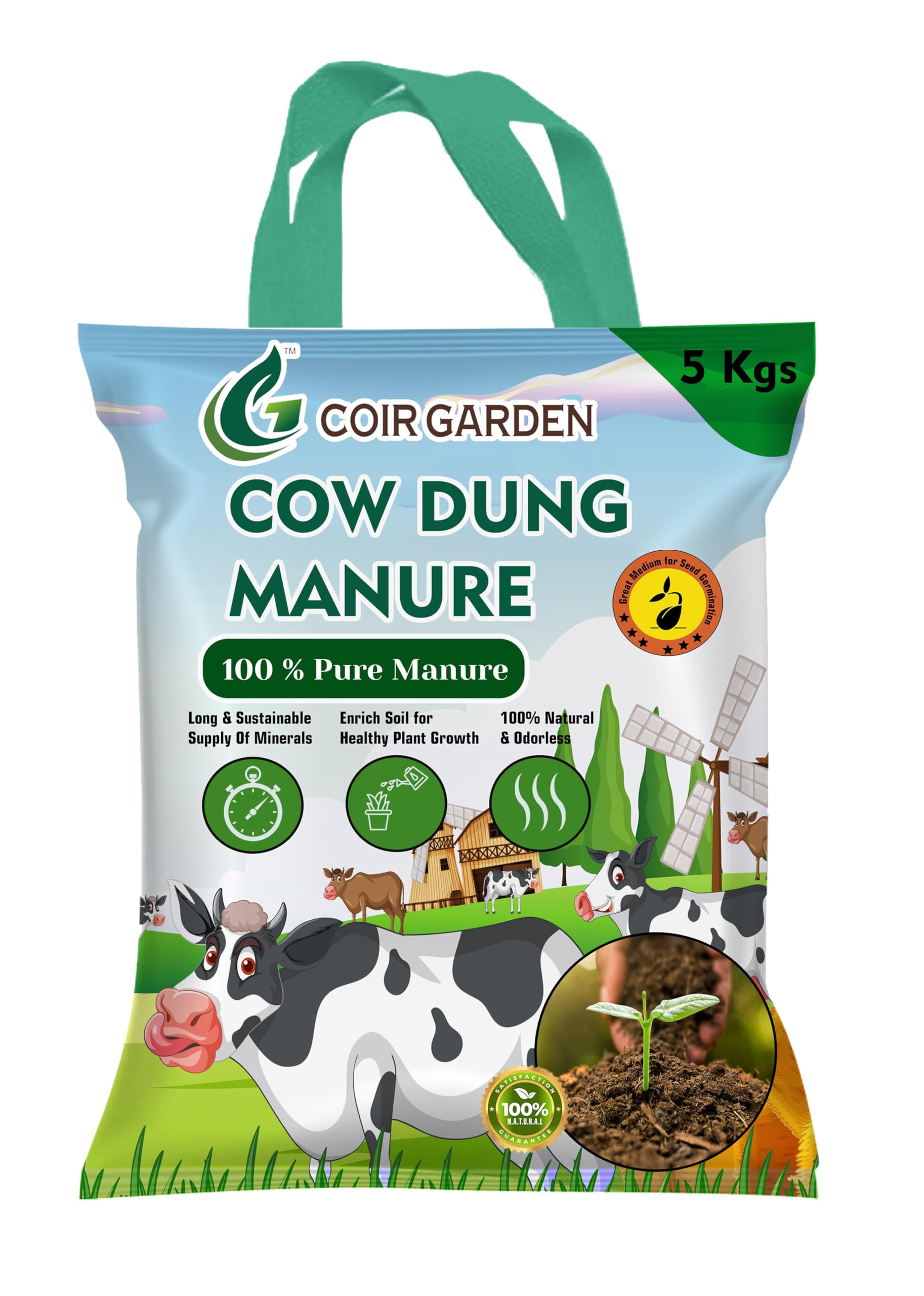 COIR GARDEN - Organic Cow Dung Manure for Plants (5 KG) Organic Compost Khaad Farming and Manure for Plants & Home Gardening, Indoor and Outdoor Plants