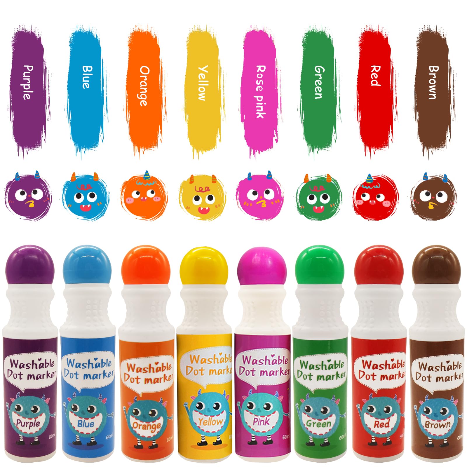 R&DLanci 28 PCS Washable Dot Markers for Toddlers 8 Colours Bingo Dabbers with 108 PDF & 12 Activity Papers - Image 2