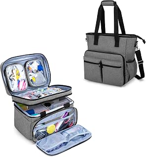 Double Layer Sewing Accessories Organizer with 2 Detachable Pouches Bundle Multifunctional Tote Bag