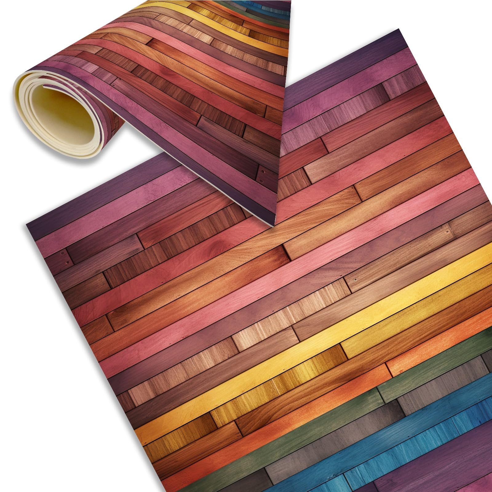 Alfombra Vinílica Cocina Lavable Antideslizante Imitacion Madera - Tapete para Salón, Comedor, Dormitorio, Pasillo o Terraza (Multicolor, 80x40)