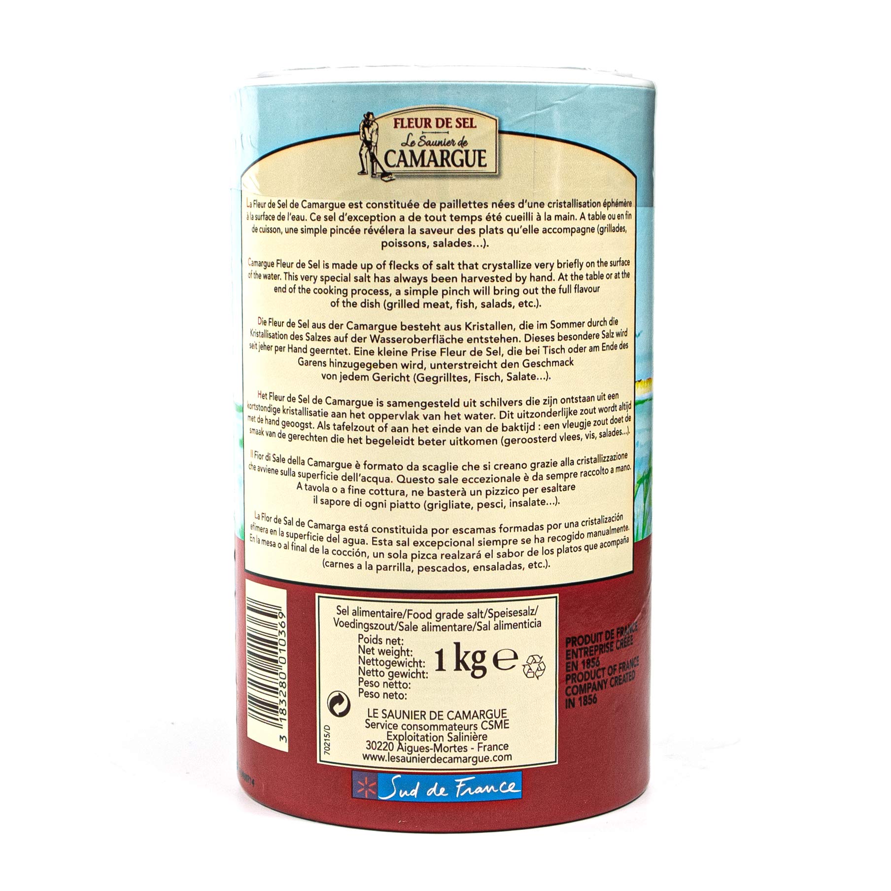 Le Saunier de Camargue - 5er Set Fleur de Sel Salz in á 1 kg Dose (Kristallsalz) - Aus leicht feuchten Kristallen mit besonderer Körnung und Aroma - Premium Meersalz aus (Süd-Frankreich/Mittelmeer)