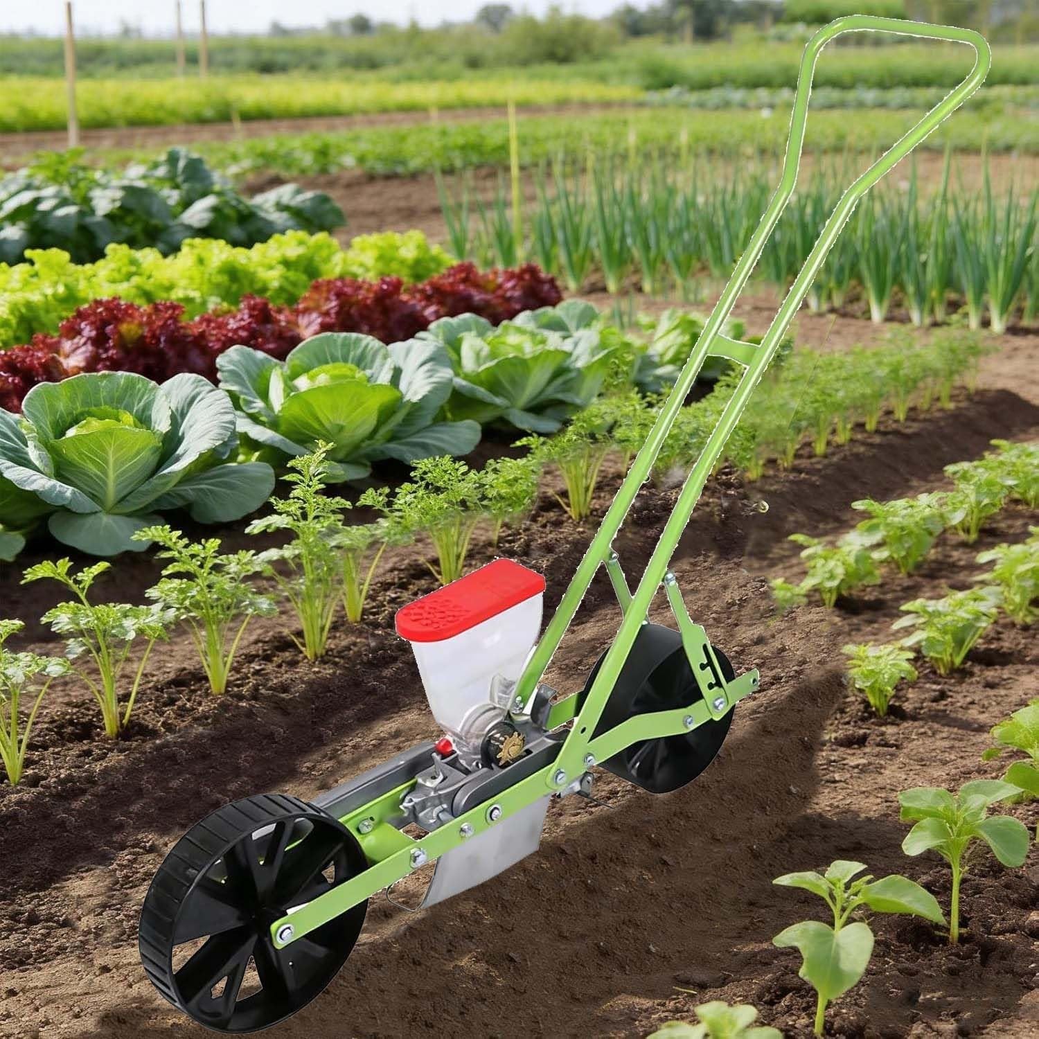 Sembradora Manual de precisión para jardinería, con espaciado Ajustable y Alta fiabilidad para sembrar maíz, puerro, espinaca y rábano.