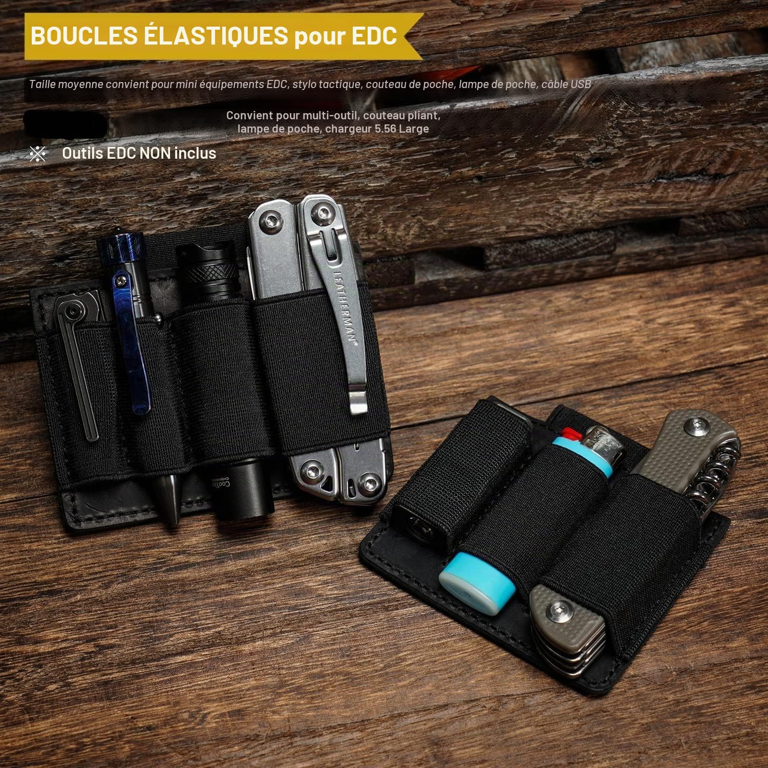 VIPERADE PL7 Organiseur élastique EDC Petit Insert de Rangement Scratch avec 4 Poches élastiques, Pochette élastique EDC, étui de Rangement Multi-Outils, Panneau de Rangement Scratch