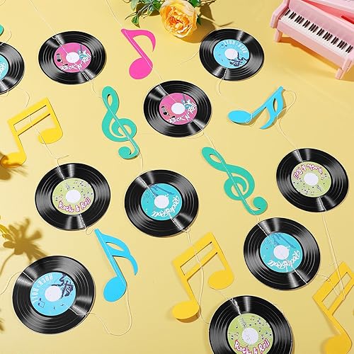 Miniatura 2 de Panelee 8 unidades de pancarta de notas musicales para fiesta musical, guirnalda de disco con temática musical, decoración de fiesta colgante para