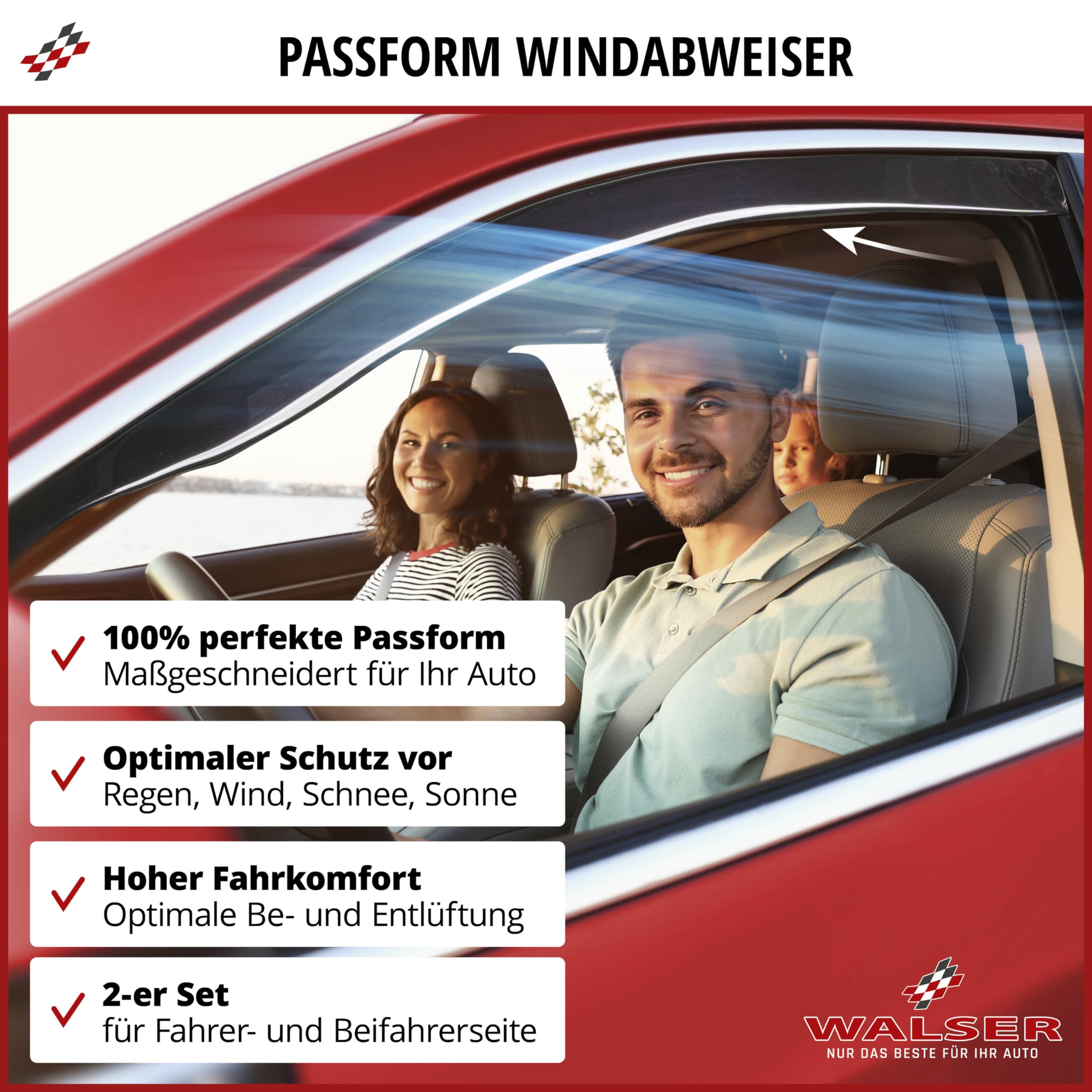 Walser Premium Auto Windabweiser für Ford Fiesta VII 05/2017-Heute, 5-Türer, Passform Regenabweiser Set für Fahrer- und Beifahrerseite, Auto Windabweiser 2 STK.