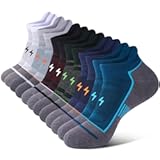 Mens Ankle Running Socks&comma; Athletic Cushioned Low Cut Moisture Wicking Cotton Short Sports Socks&comma; 6 Pairs
