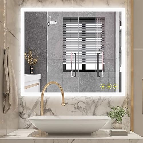 CITYMODA Espejo LED de baño de 30 x 36 pulgadas, espejo de baño iluminado, espejo de tocador LED con luces montado en la pared, espejo regulable de disponible en Yaxa Venezuela