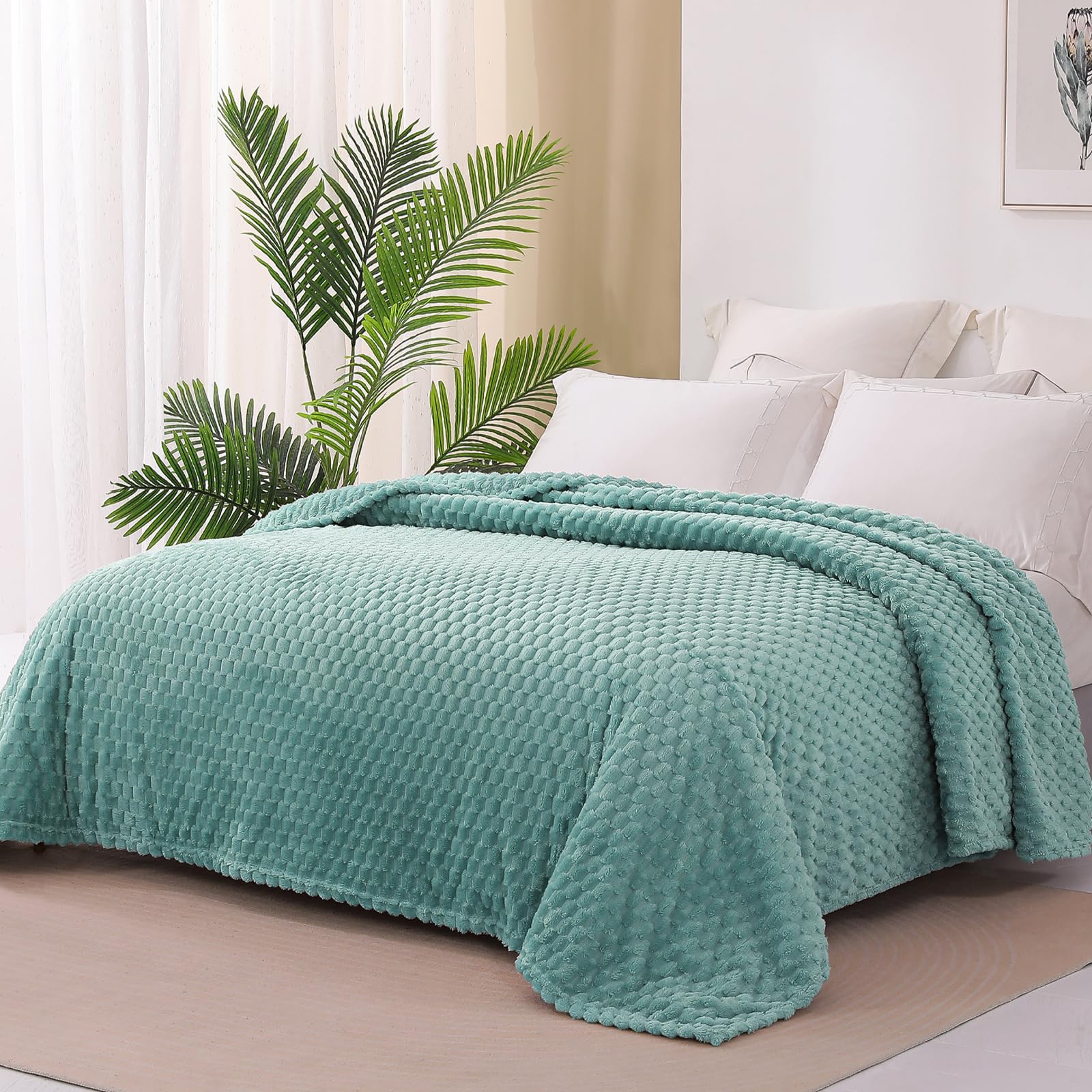 Exclusivo Mezcla Fleece Double Size Blanket for Bed Large Fuzzy Celadon Bed Blankets - Image 3