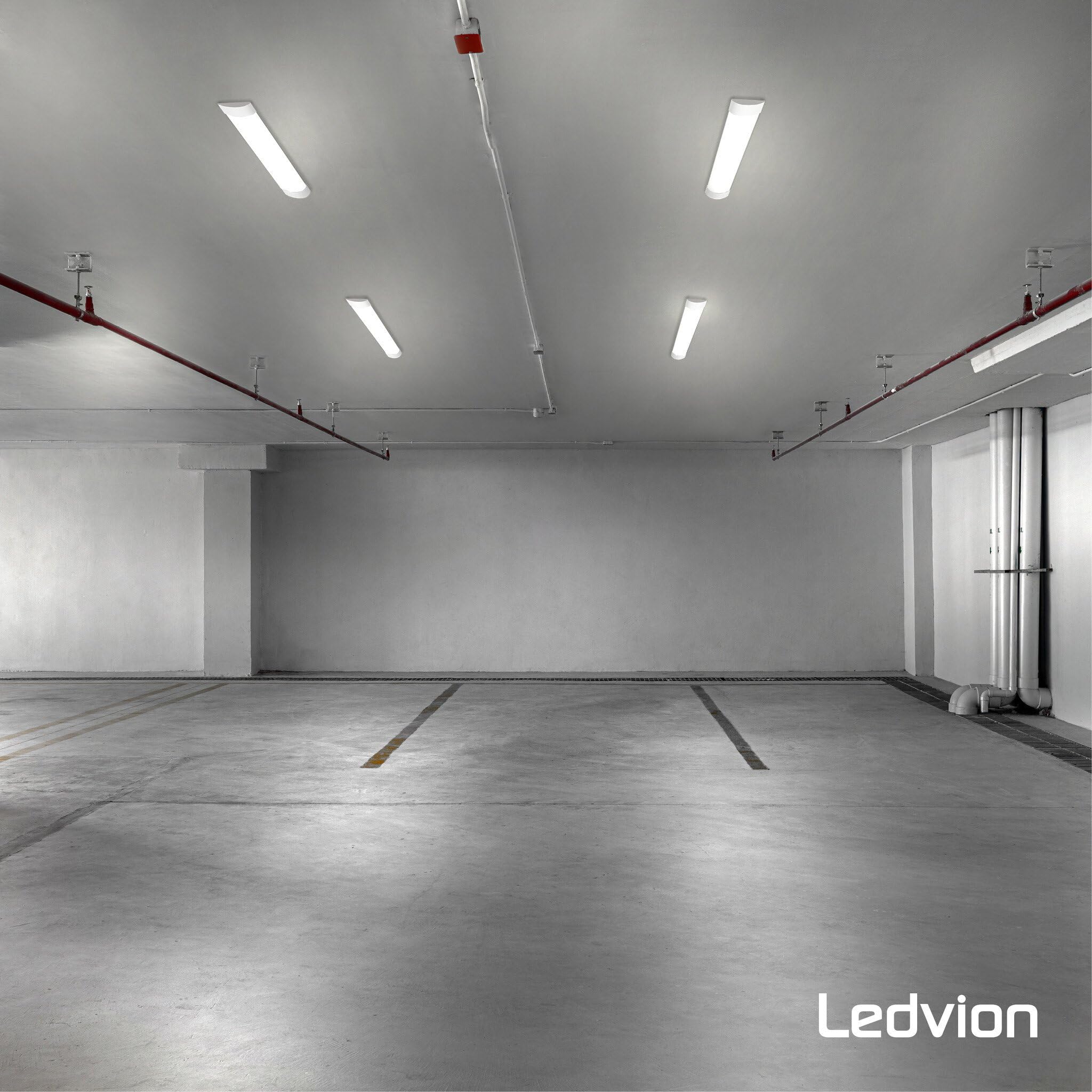 Ledvion - 2er Set, Feuchtraumleuchte LED, 60cm, IP20, 15W, 2400 Lumen, Neutralweiss, 6500K, Koppelbar, garagenbeleuchtung, werkstattbeleuchtung, kellerleuchte, deckenleuchte