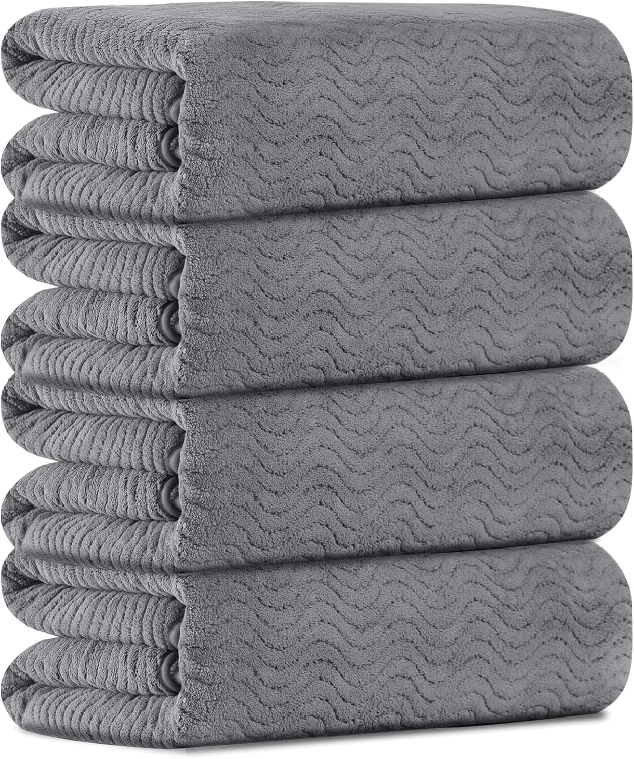 Bathroom Towels Set of 4, Oversized Bath Towels Extra Large 35x70 Inch Shower Towels Highly Absorbent Quick Dry Towel Textured Soft Bath Sheet Towels for Adults Fitness Camping Spa Grey