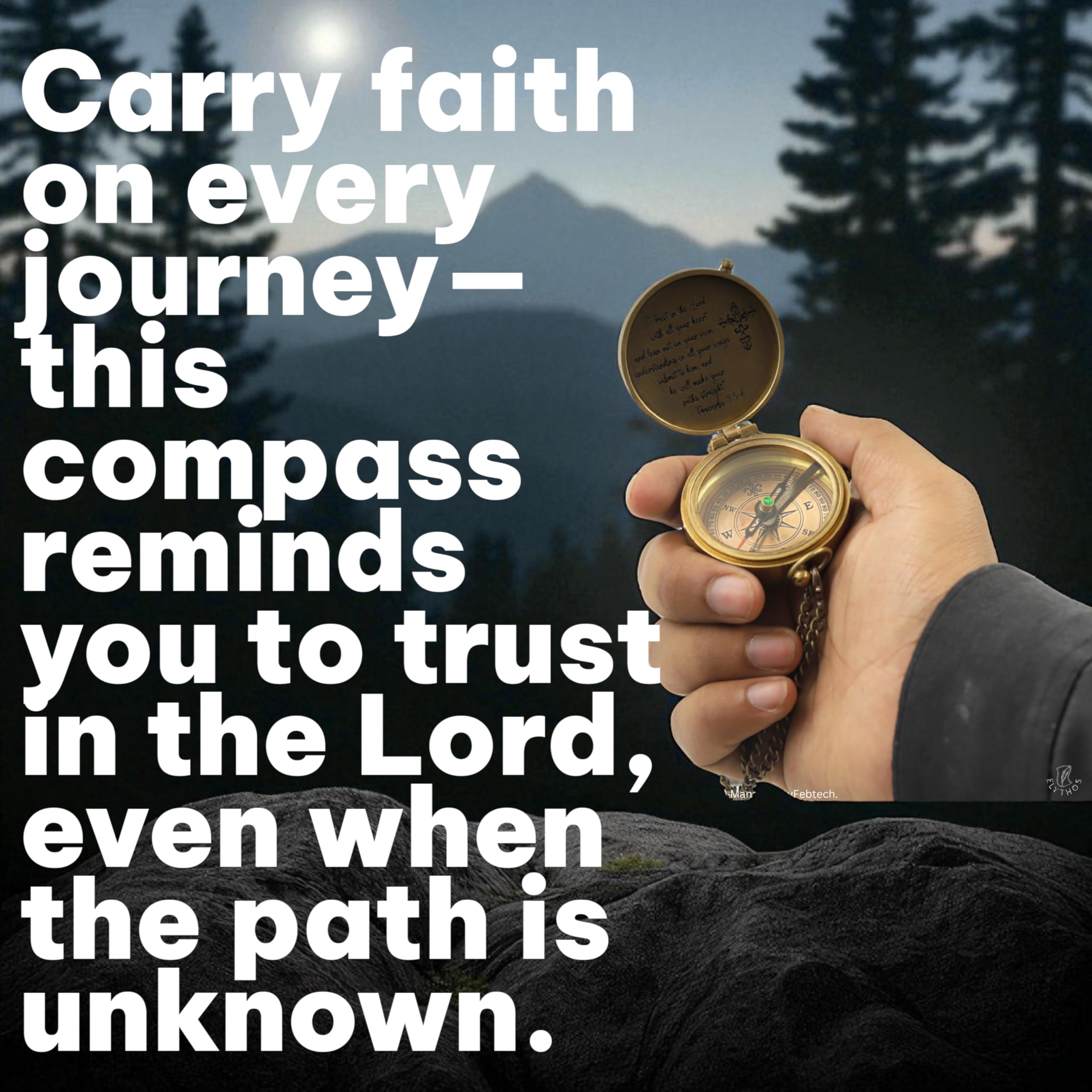 Brújula de latón antiguo con funda de cuero Trust in The Lord Compass - Pastor, bautizo, confirmación, primera comunión, aniversario, regalo de jubilación para adolescentes, hijos, hombres, esposos