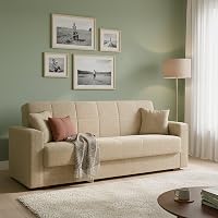 Dmora - Divano letto 3 posti Pinto, Divano letto contenitore lineare