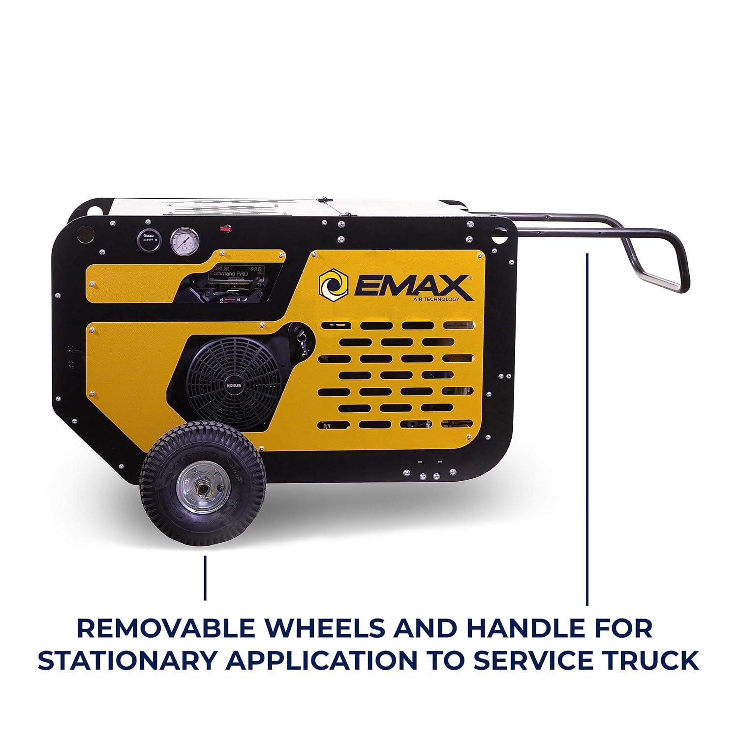 EMAX Rotary Screw Air Compressor - 24 HP Portable Gas Air Compressor with Electric Start & Tankless Design - EGS070PT