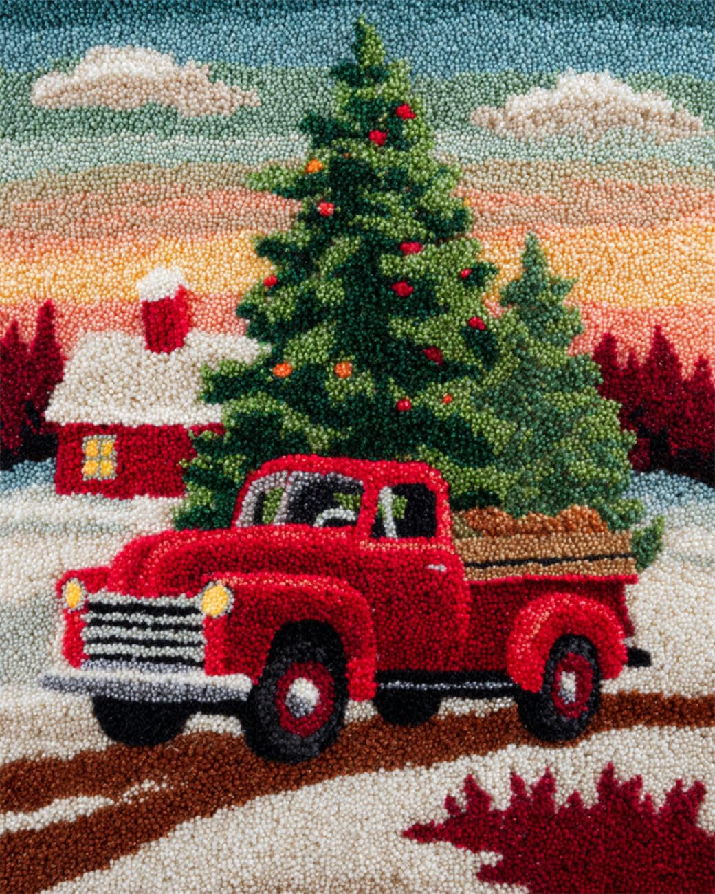 AxiangziK DIY Latch Hook Rugs Kits Christmas Trees and Cars Latch Hook Kits for Beginners，Seniors，3D DIY Enthusiasts Rug Making Set 31x45in