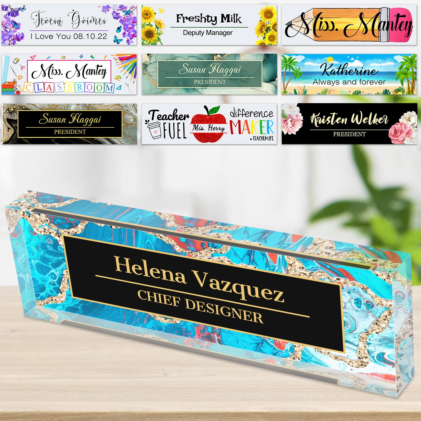 Acrylic Name Plate for Office Desk Personalised Custom Nameplates Bulk for Teacher Classroom Men Women Nurse Gifts