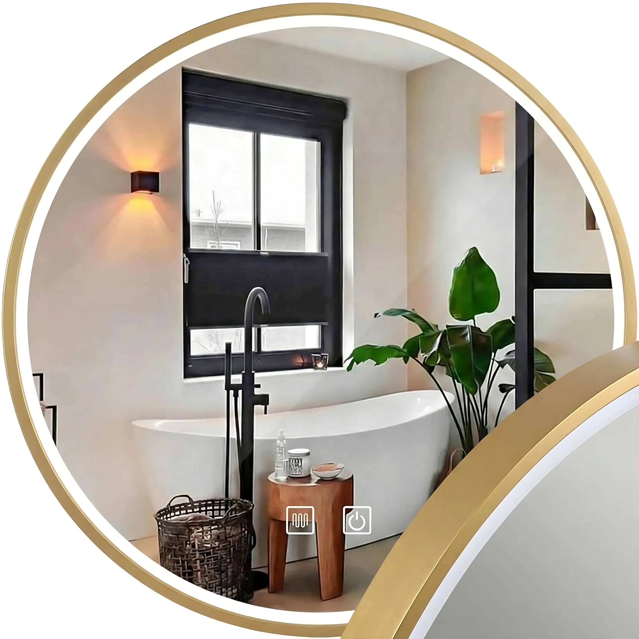 Rea MIRROR LED P11398 MMJ 90CM ROSE GOLD ROUND WALL MIRROR