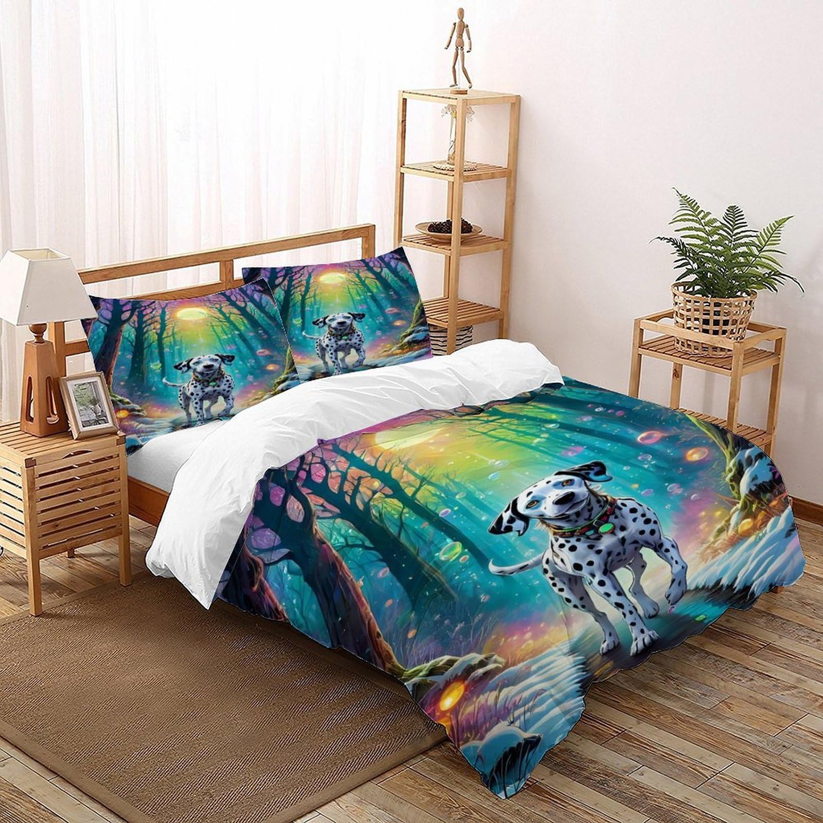 Housse de couette dalmatien avec motif 3D imprimé en haute définition pour literie grand lit