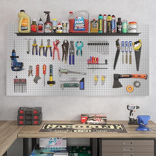 Miniatura 3 de Tablero de clavijas de metal, 4 piezas, paneles organizadores de pared de tablero de clavijas, organizador de pared de tablero de clavijas,