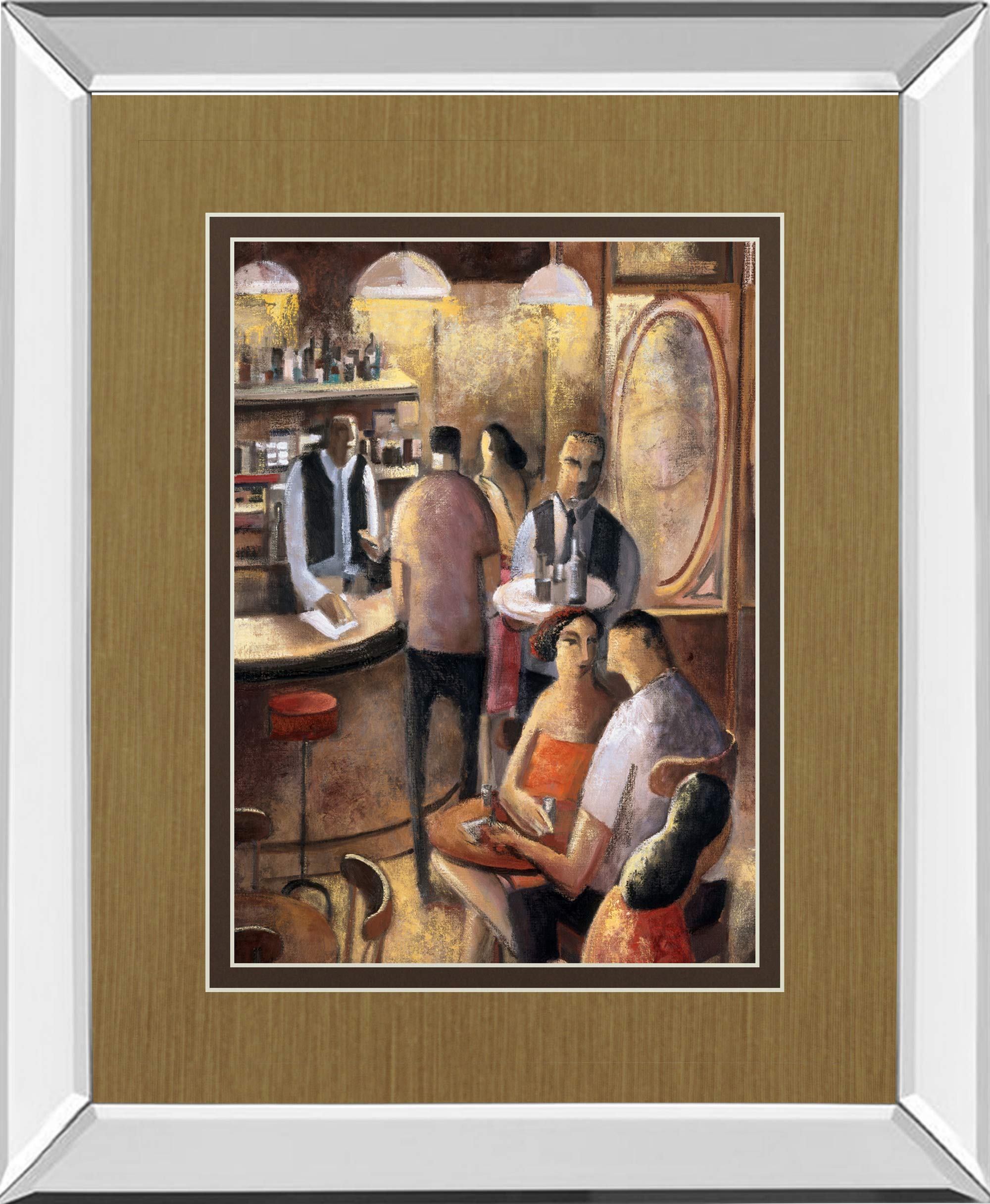 34 in. x 40 in. "Entre Copas" By Didier Lourenco Mirror Framed Print Wall Art