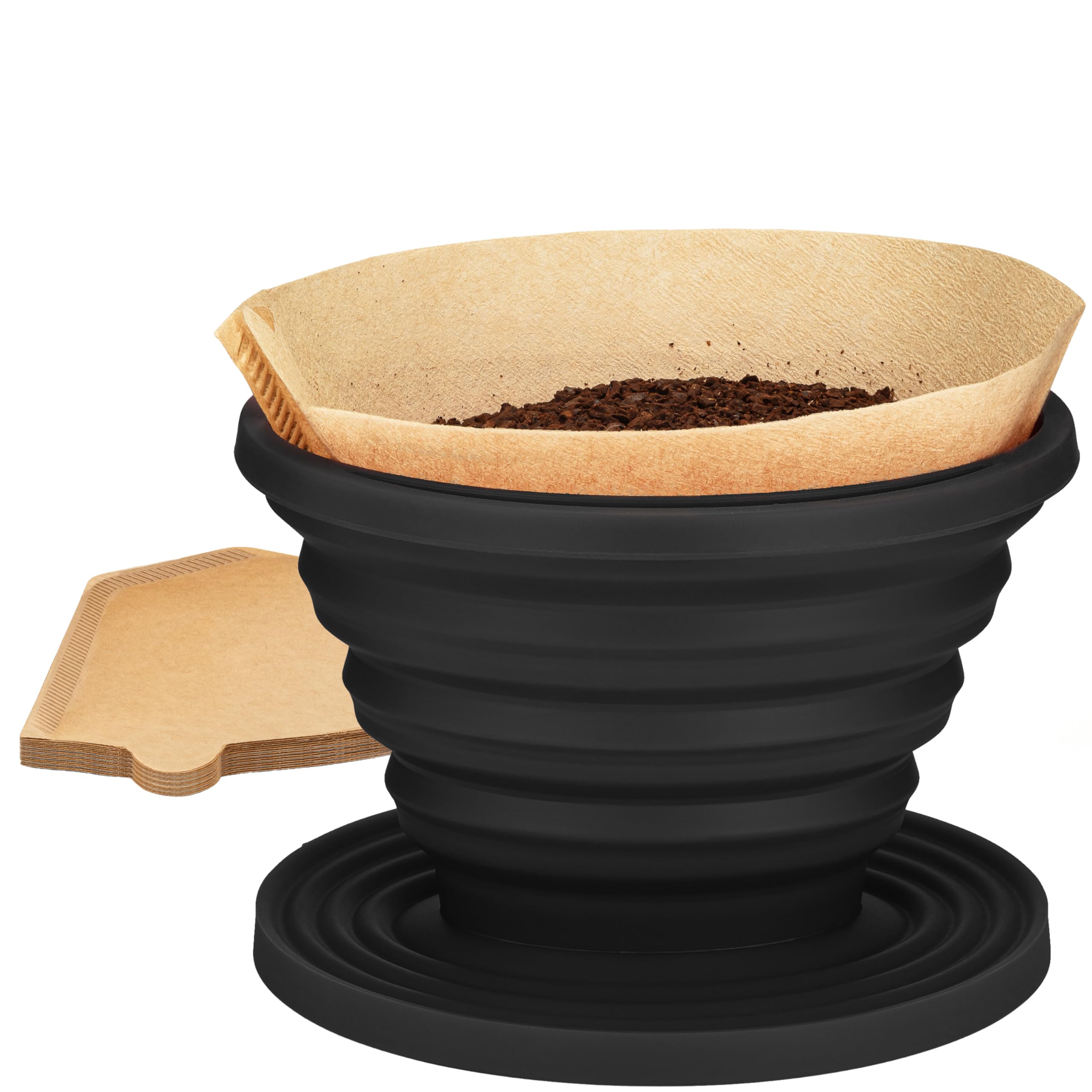 COLETTI Sierra Pour Over Coffee Dripper — Collapsible Pour Over Coffee Dripper — Includes Pack of Paper Filters [Black, Pack of 1]